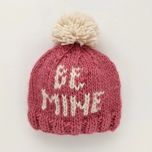 Cream and Pink Knit Beanie with Pom Pom